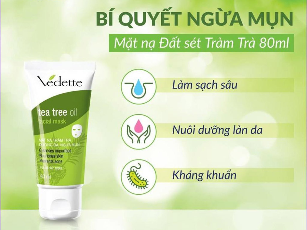 trị mụn trà tràm Vedette Tea tree oil Kit